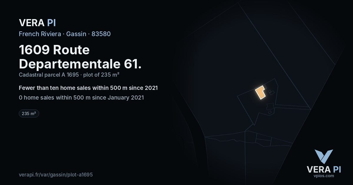 1609 Route Departementale 61, Gassin at night – the plot lit, the parcels around coloured by the prices near them