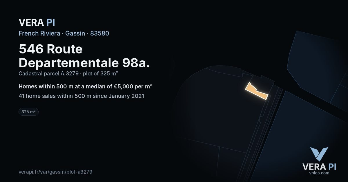 546 Route Departementale 98a, Gassin at night – the plot lit, the parcels around coloured by the prices near them
