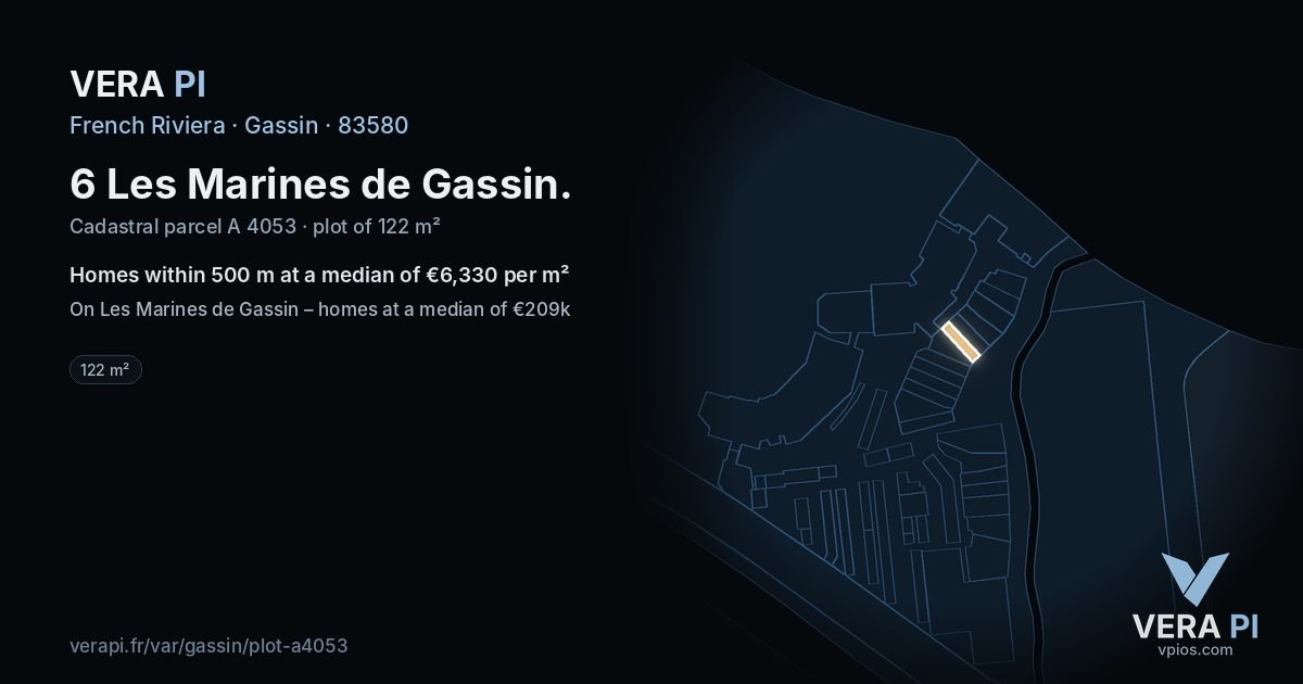 6 Les Marines de Gassin, Gassin at night – the plot lit, the parcels around coloured by the prices near them