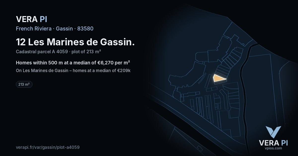 12 Les Marines de Gassin, Gassin at night – the plot lit, the parcels around coloured by the prices near them