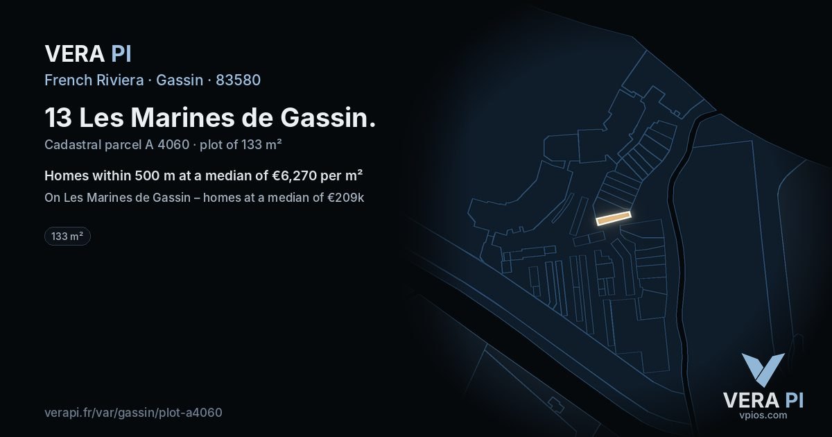 13 Les Marines de Gassin, Gassin at night – the plot lit, the parcels around coloured by the prices near them