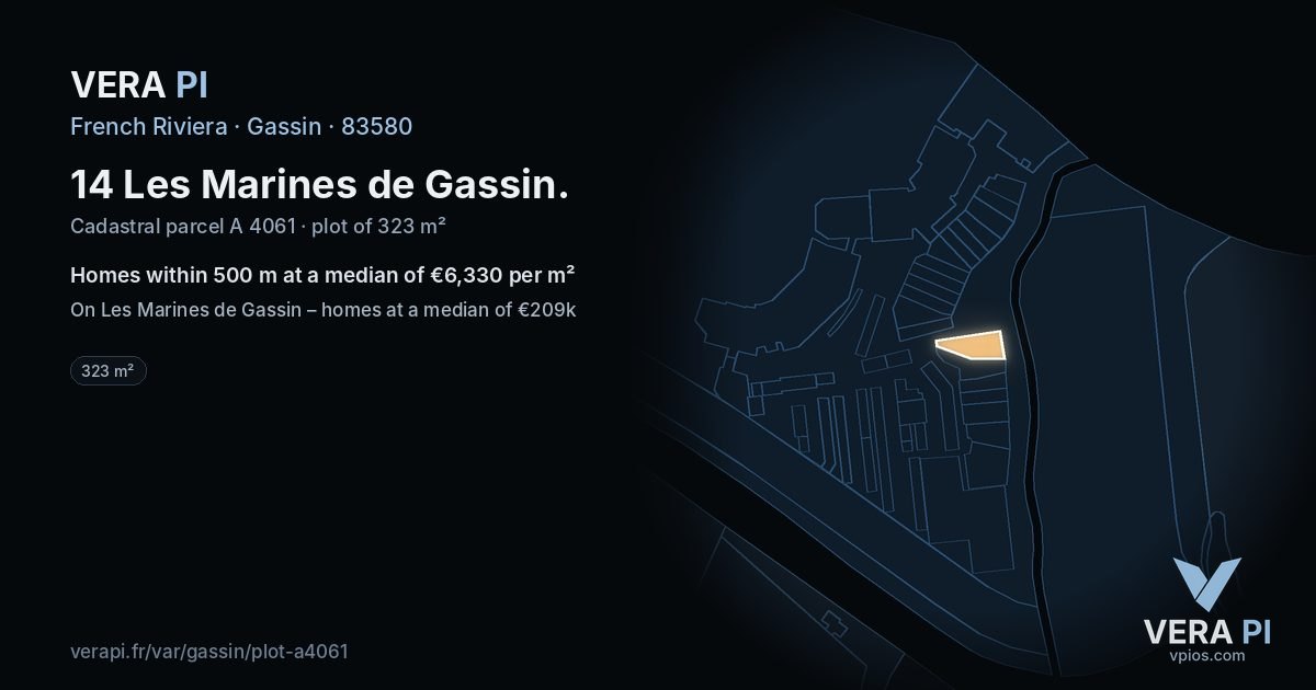 14 Les Marines de Gassin, Gassin at night – the plot lit, the parcels around coloured by the prices near them