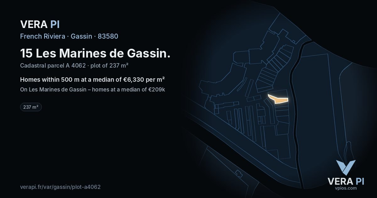 15 Les Marines de Gassin, Gassin at night – the plot lit, the parcels around coloured by the prices near them
