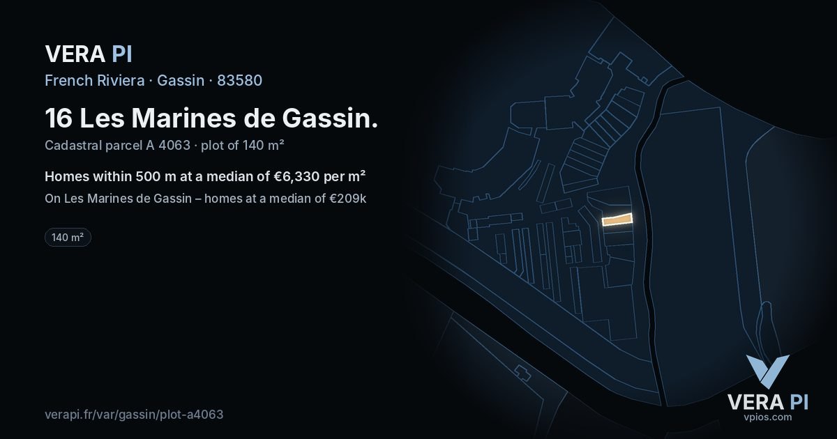 16 Les Marines de Gassin, Gassin at night – the plot lit, the parcels around coloured by the prices near them