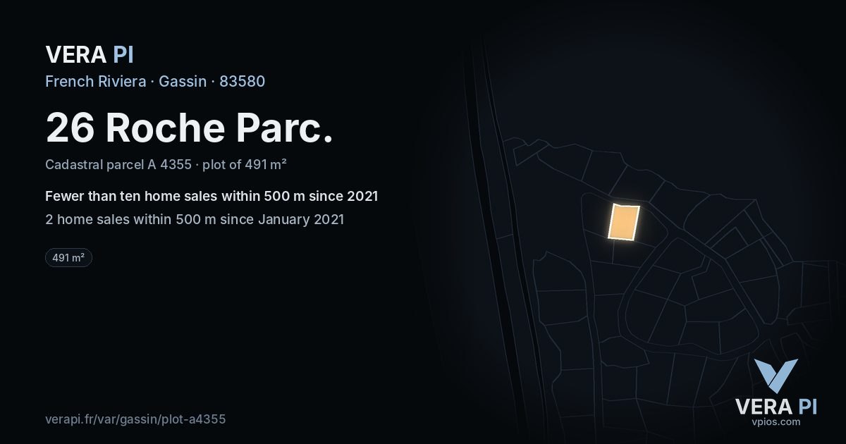 26 Roche Parc, Gassin at night – the plot lit, the parcels around coloured by the prices near them