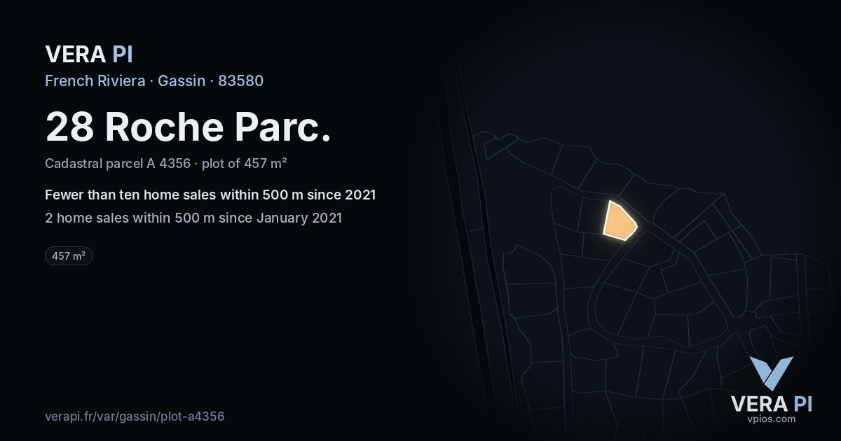 28 Roche Parc, Gassin at night – the plot lit, the parcels around coloured by the prices near them