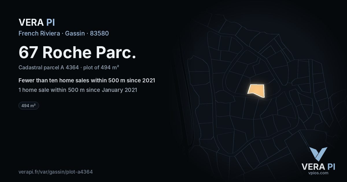 67 Roche Parc, Gassin at night – the plot lit, the parcels around coloured by the prices near them