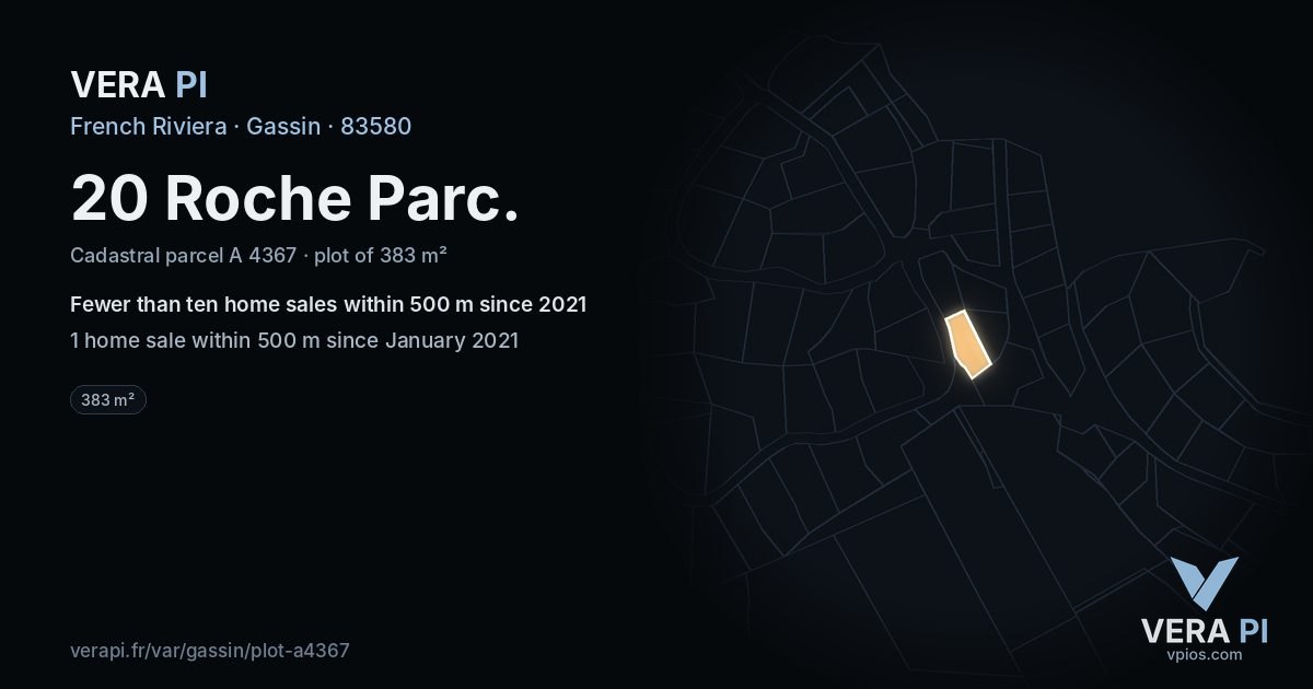 20 Roche Parc, Gassin at night – the plot lit, the parcels around coloured by the prices near them