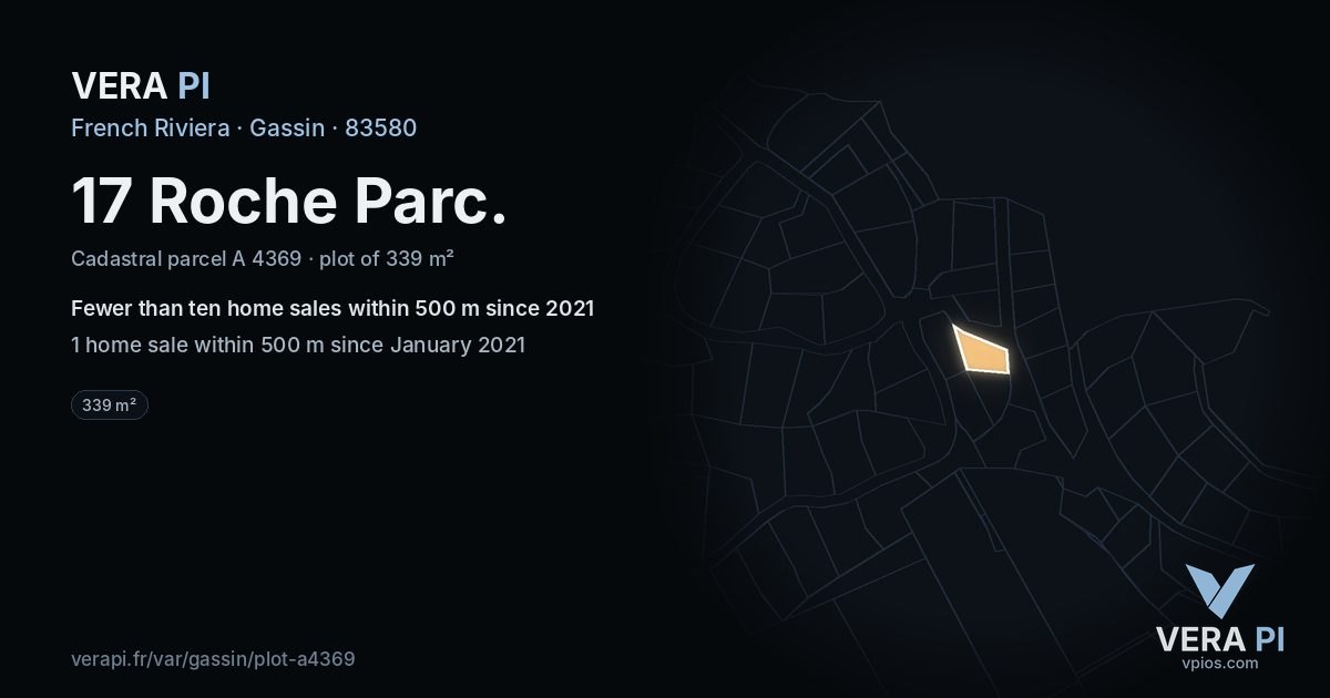 17 Roche Parc, Gassin at night – the plot lit, the parcels around coloured by the prices near them