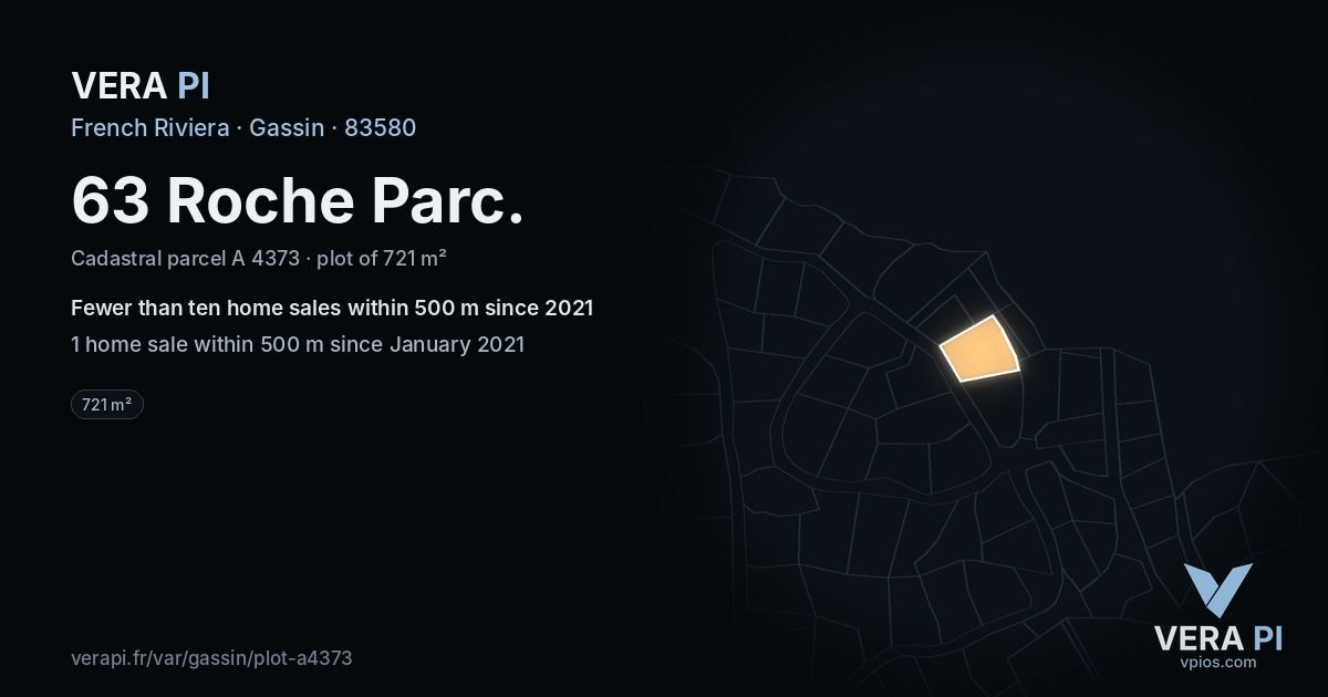 63 Roche Parc, Gassin at night – the plot lit, the parcels around coloured by the prices near them