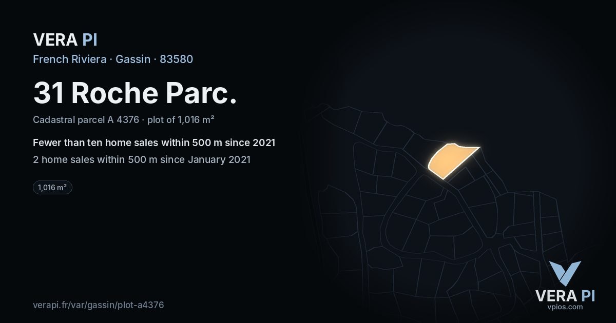31 Roche Parc, Gassin at night – the plot lit, the parcels around coloured by the prices near them