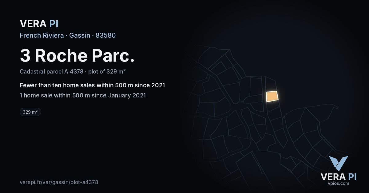 3 Roche Parc, Gassin at night – the plot lit, the parcels around coloured by the prices near them