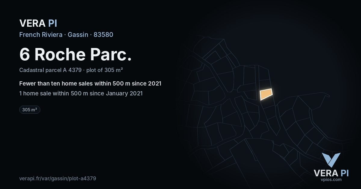 6 Roche Parc, Gassin at night – the plot lit, the parcels around coloured by the prices near them