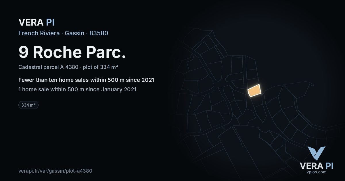 9 Roche Parc, Gassin at night – the plot lit, the parcels around coloured by the prices near them