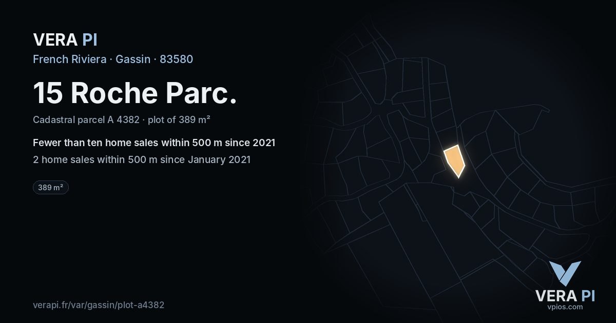 15 Roche Parc, Gassin at night – the plot lit, the parcels around coloured by the prices near them