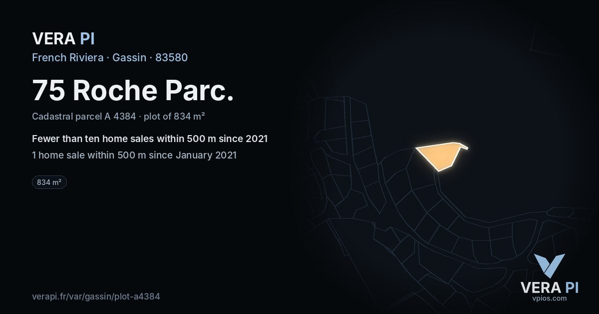 75 Roche Parc, Gassin at night – the plot lit, the parcels around coloured by the prices near them