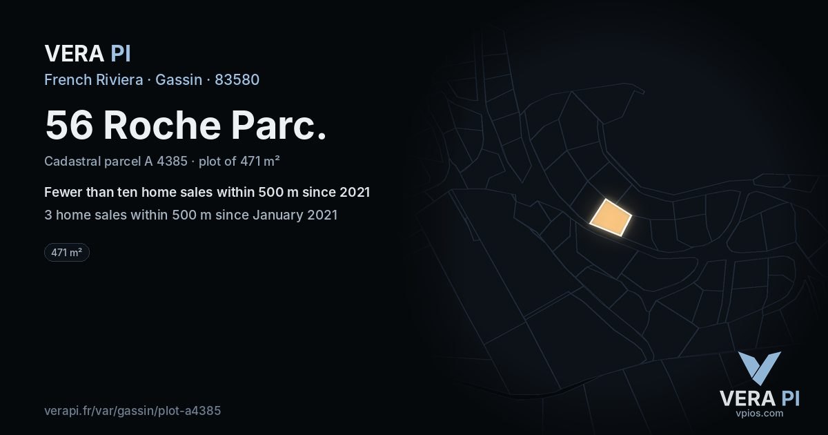56 Roche Parc, Gassin at night – the plot lit, the parcels around coloured by the prices near them