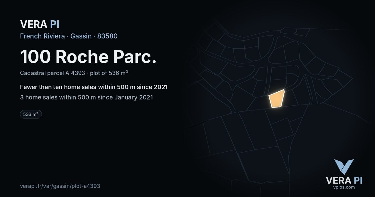 100 Roche Parc, Gassin at night – the plot lit, the parcels around coloured by the prices near them