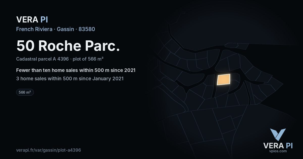 50 Roche Parc, Gassin at night – the plot lit, the parcels around coloured by the prices near them
