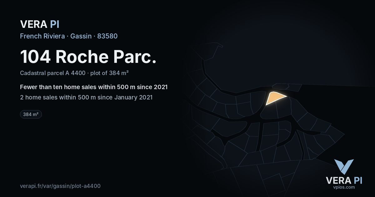 104 Roche Parc, Gassin at night – the plot lit, the parcels around coloured by the prices near them