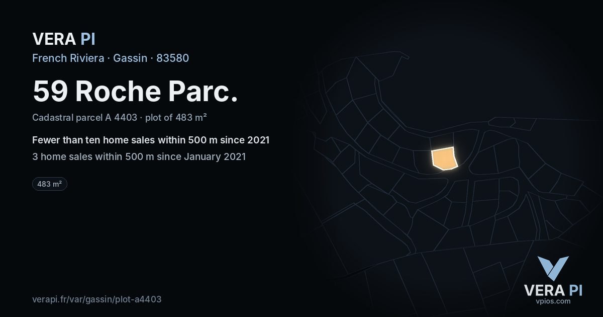 59 Roche Parc, Gassin at night – the plot lit, the parcels around coloured by the prices near them