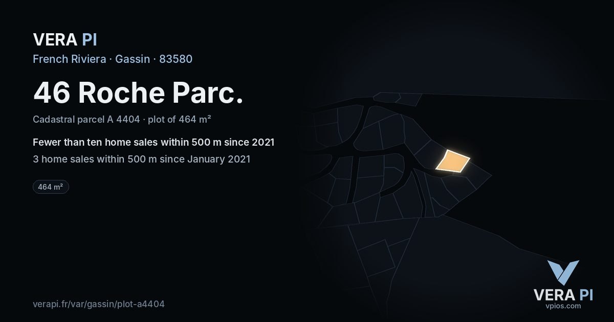 46 Roche Parc, Gassin at night – the plot lit, the parcels around coloured by the prices near them