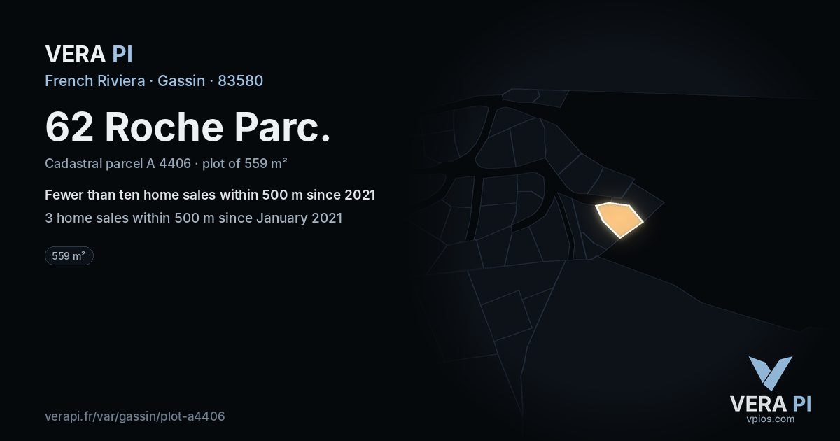 62 Roche Parc, Gassin at night – the plot lit, the parcels around coloured by the prices near them