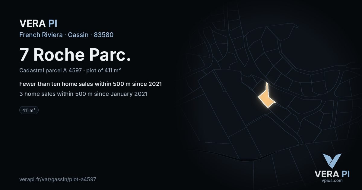 7 Roche Parc, Gassin at night – the plot lit, the parcels around coloured by the prices near them
