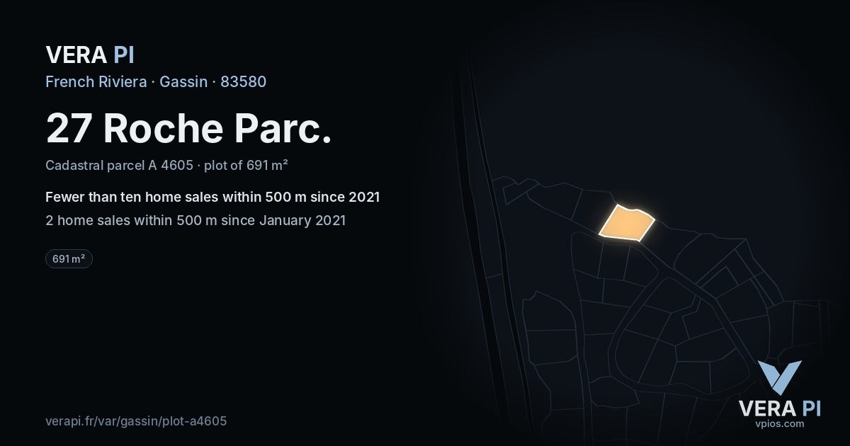 27 Roche Parc, Gassin at night – the plot lit, the parcels around coloured by the prices near them