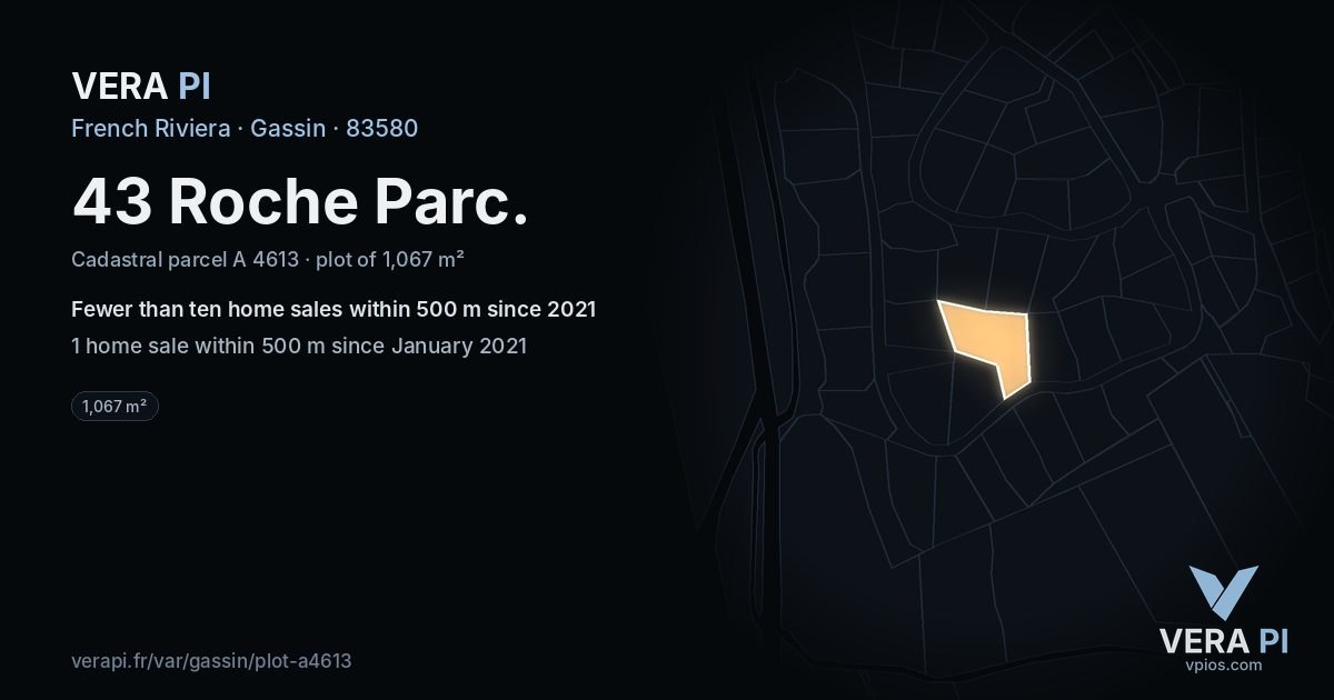 43 Roche Parc, Gassin at night – the plot lit, the parcels around coloured by the prices near them