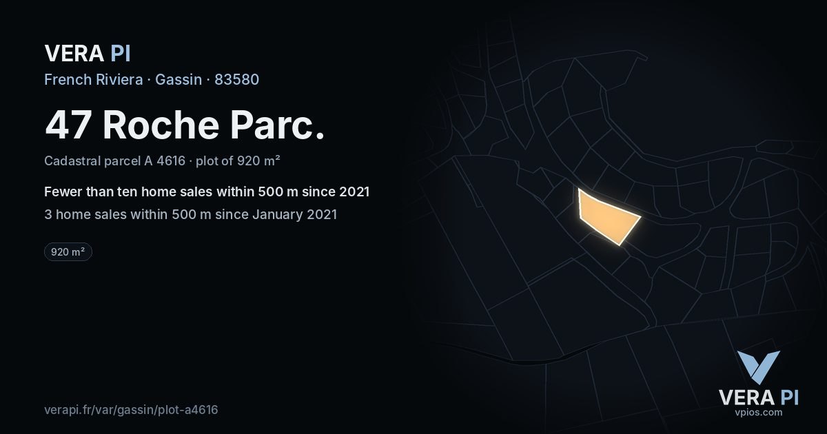 47 Roche Parc, Gassin at night – the plot lit, the parcels around coloured by the prices near them