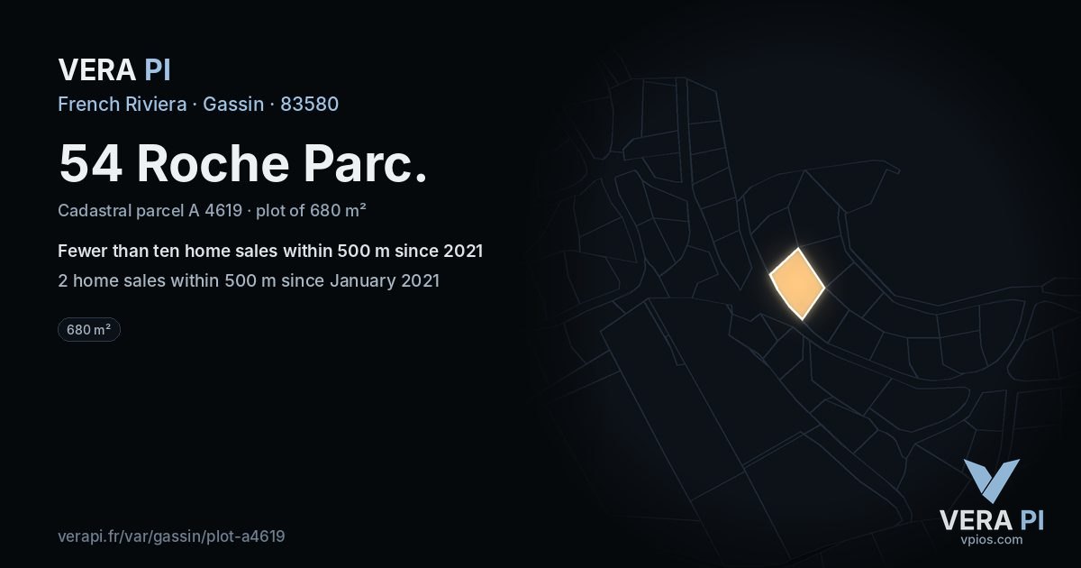 54 Roche Parc, Gassin at night – the plot lit, the parcels around coloured by the prices near them