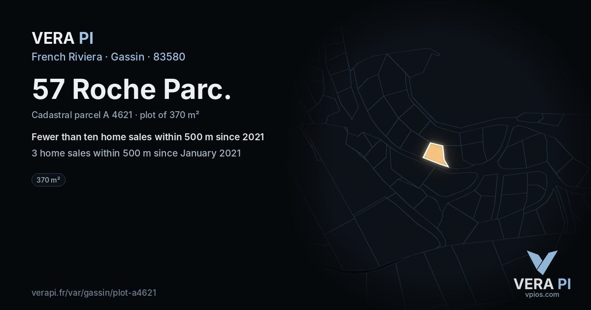 57 Roche Parc, Gassin at night – the plot lit, the parcels around coloured by the prices near them