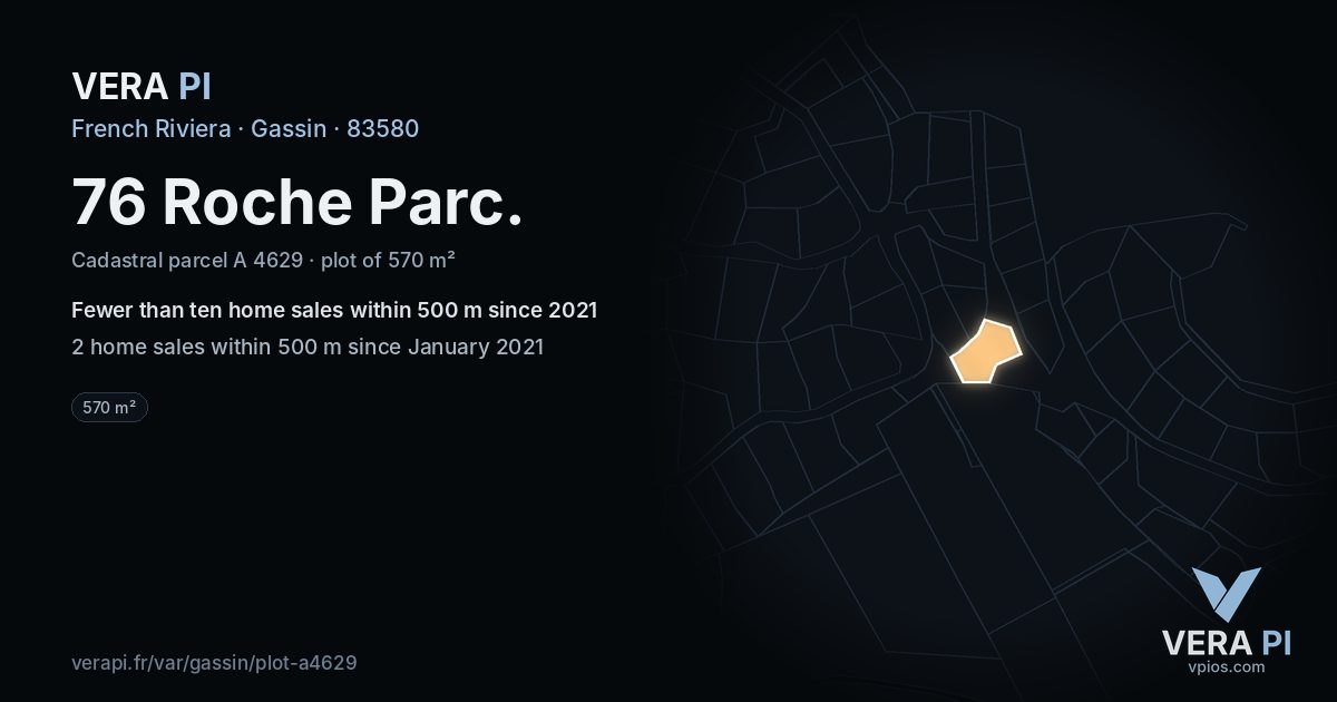 76 Roche Parc, Gassin at night – the plot lit, the parcels around coloured by the prices near them