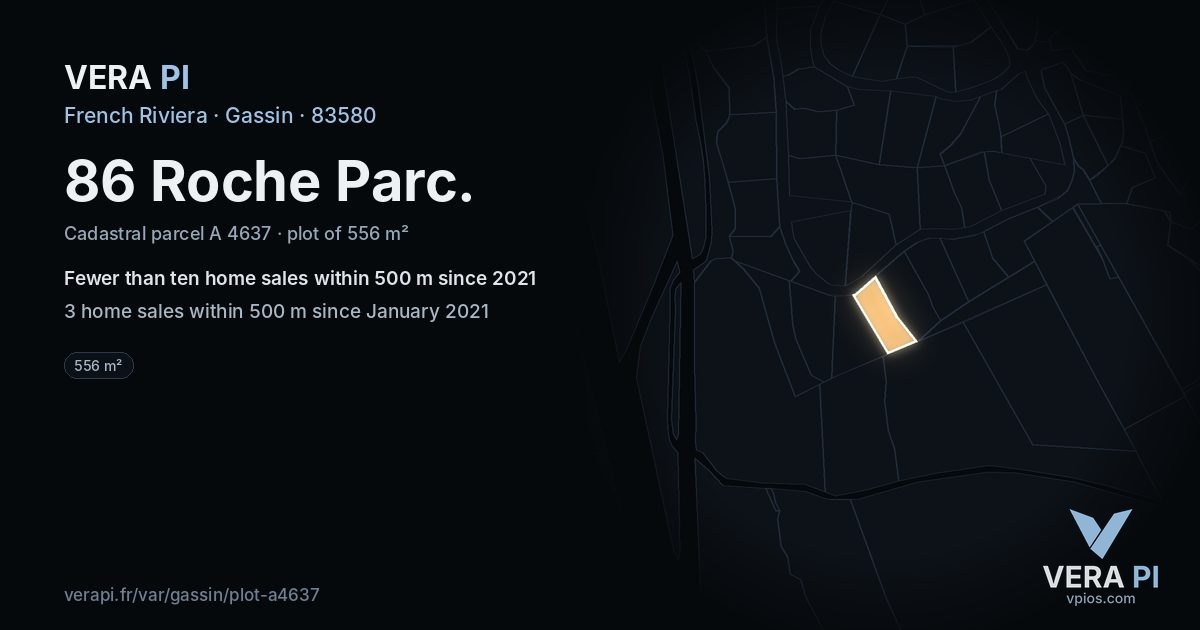 86 Roche Parc, Gassin at night – the plot lit, the parcels around coloured by the prices near them