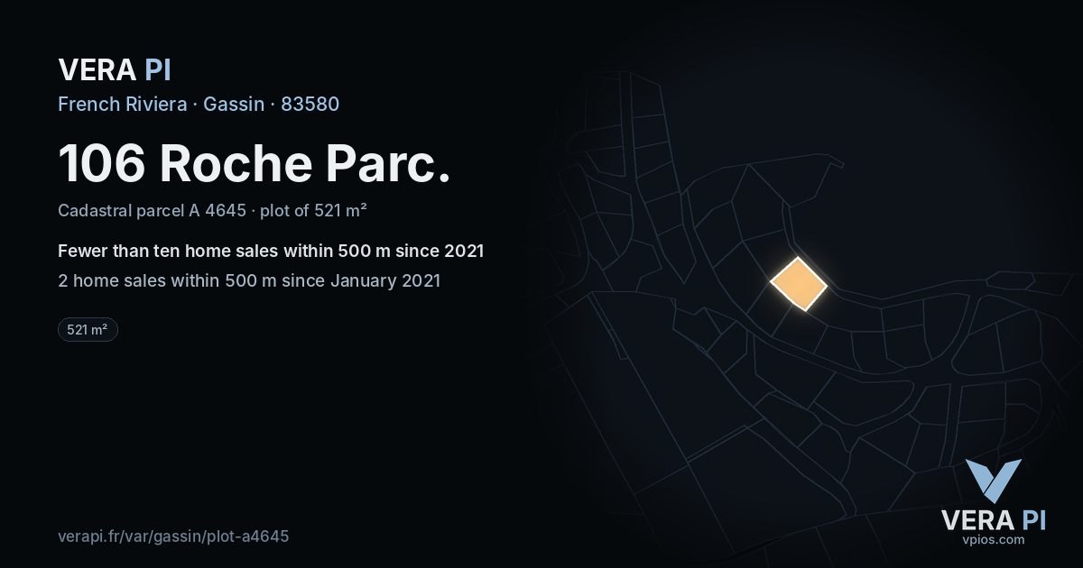 106 Roche Parc, Gassin at night – the plot lit, the parcels around coloured by the prices near them