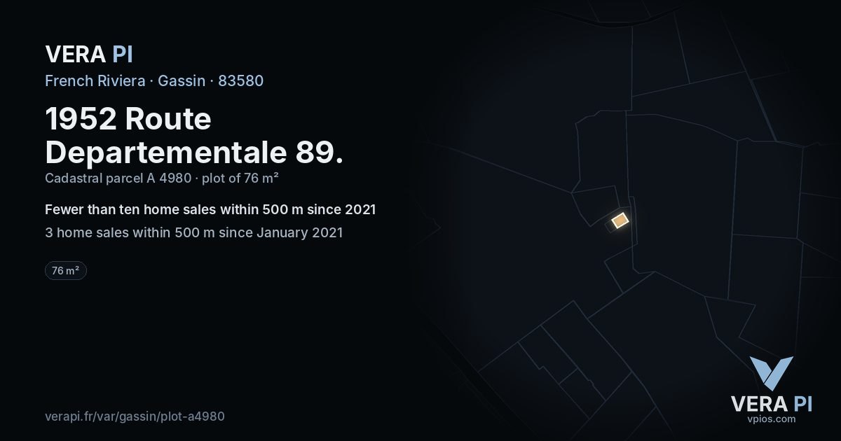 1952 Route Departementale 89, Gassin at night – the plot lit, the parcels around coloured by the prices near them