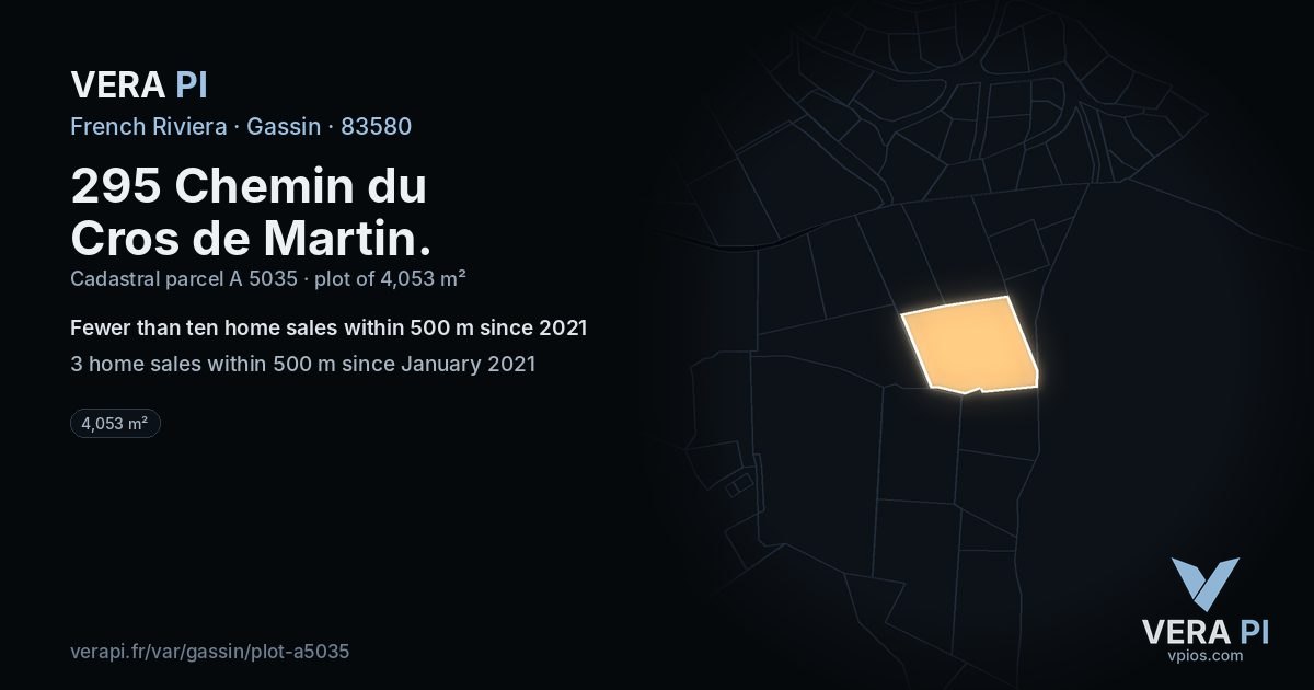 295 Chemin du Cros de Martin, Gassin at night – the plot lit, the parcels around coloured by the prices near them