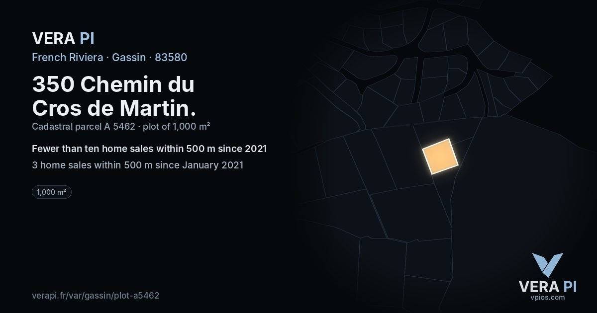 350 Chemin du Cros de Martin, Gassin at night – the plot lit, the parcels around coloured by the prices near them
