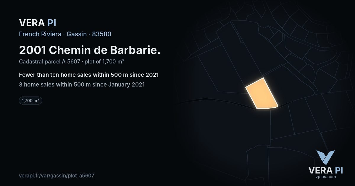 2001 Chemin de Barbarie, Gassin at night – the plot lit, the parcels around coloured by the prices near them