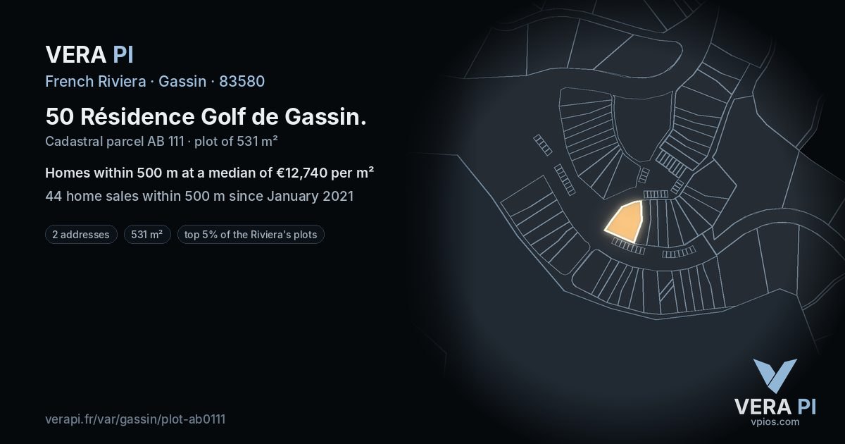 50 Résidence Golf de Gassin, Gassin at night – the plot lit, the parcels around coloured by the prices near them