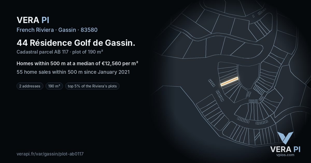 44 Résidence Golf de Gassin, Gassin at night – the plot lit, the parcels around coloured by the prices near them