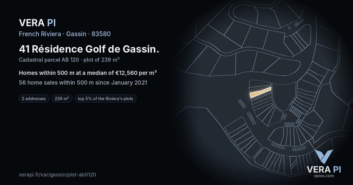 41 Résidence Golf de Gassin, Gassin at night – the plot lit, the parcels around coloured by the prices near them