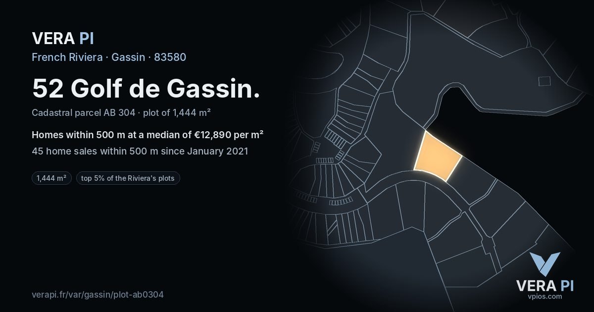 52 Golf de Gassin, Gassin at night – the plot lit, the parcels around coloured by the prices near them
