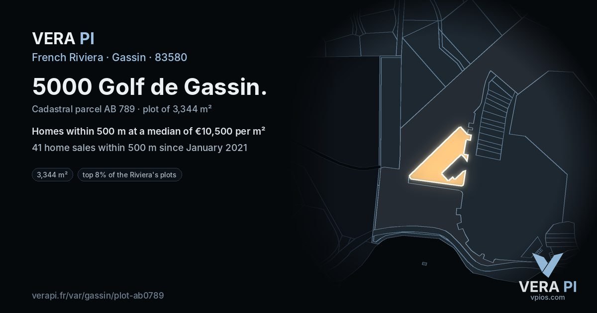 5000 Golf de Gassin, Gassin at night – the plot lit, the parcels around coloured by the prices near them