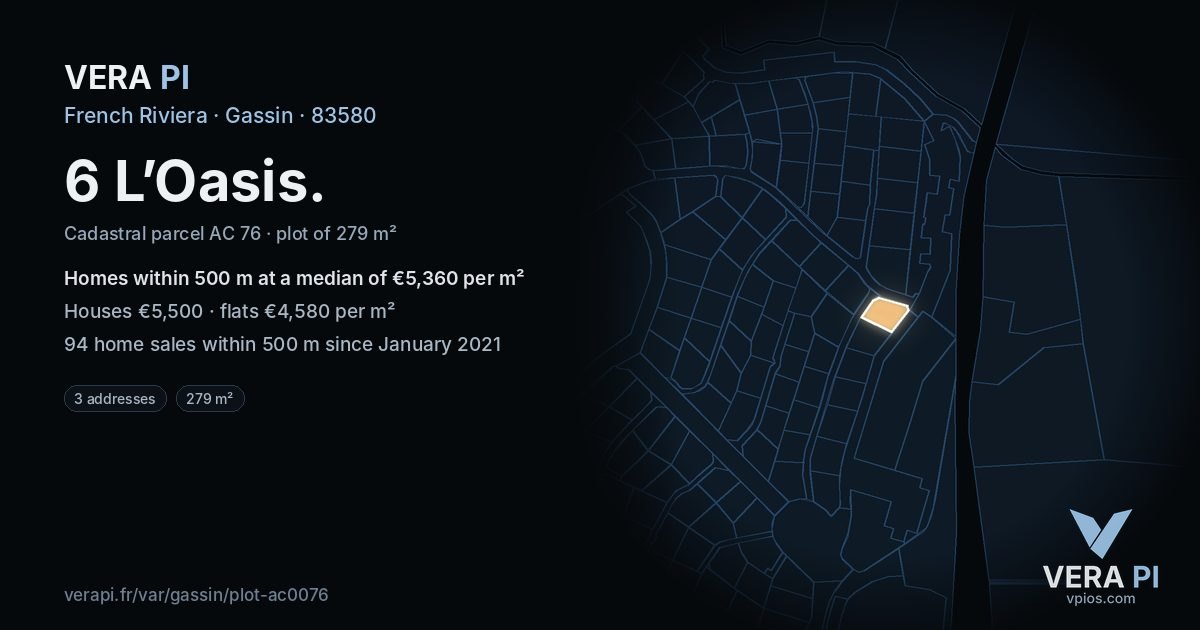 6 L’Oasis, Gassin at night – the plot lit, the parcels around coloured by the prices near them