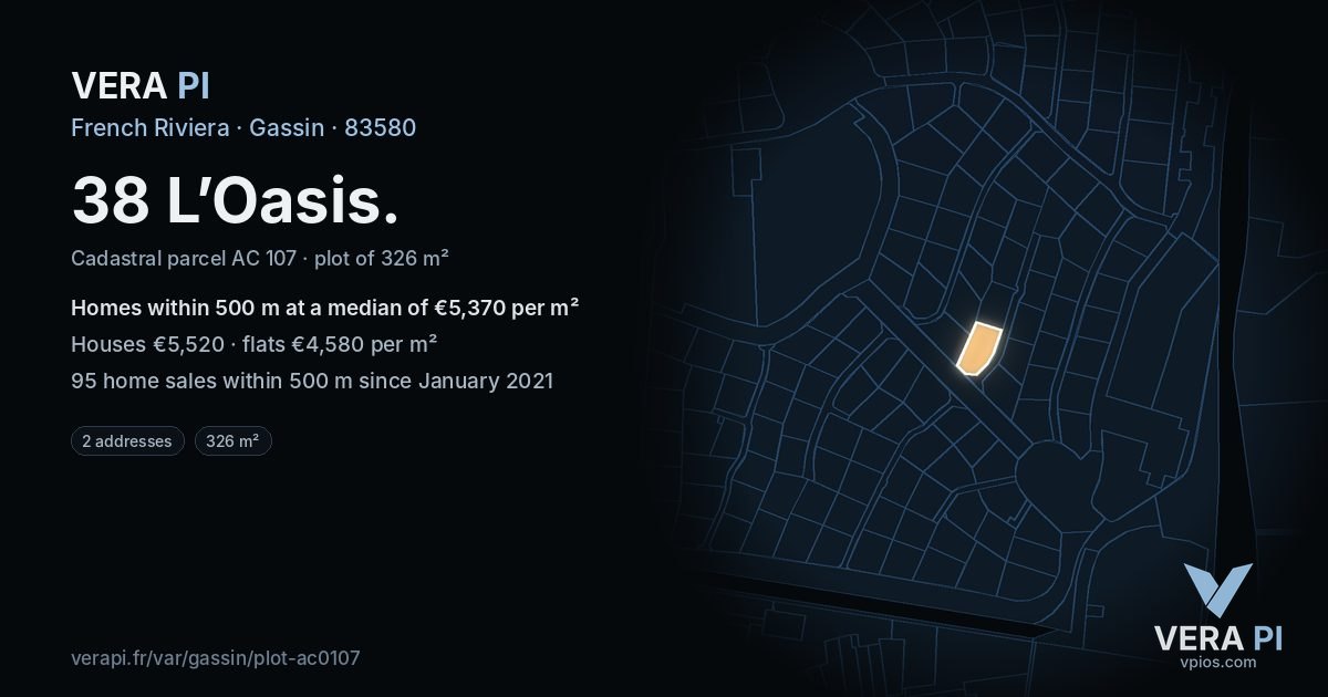 38 L’Oasis, Gassin at night – the plot lit, the parcels around coloured by the prices near them