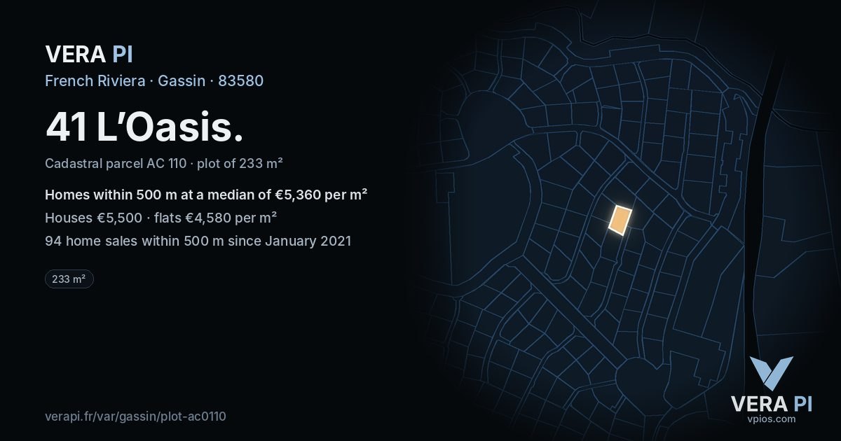 41 L’Oasis, Gassin at night – the plot lit, the parcels around coloured by the prices near them