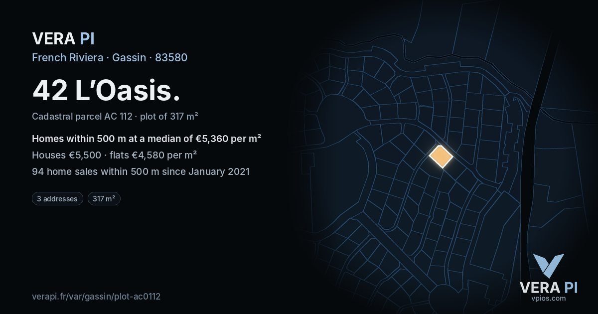 42 L’Oasis, Gassin at night – the plot lit, the parcels around coloured by the prices near them