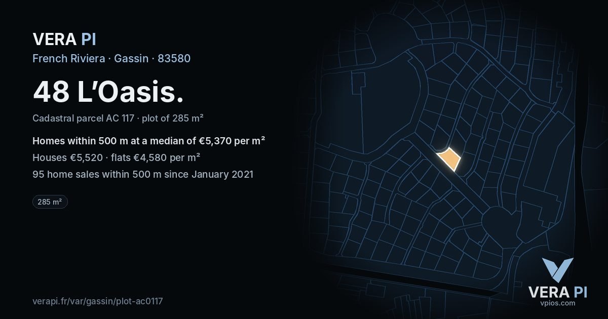 48 L’Oasis, Gassin at night – the plot lit, the parcels around coloured by the prices near them